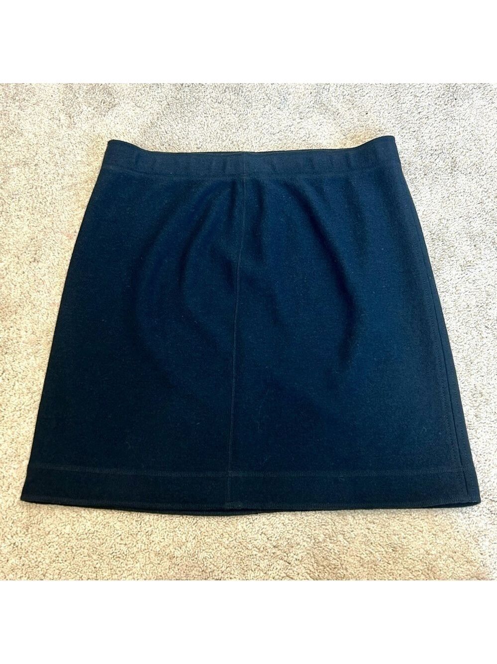 MARC Cain navy blue textured wool pencil skirt Sz XL/14 pull-on - Picture 3 of 12